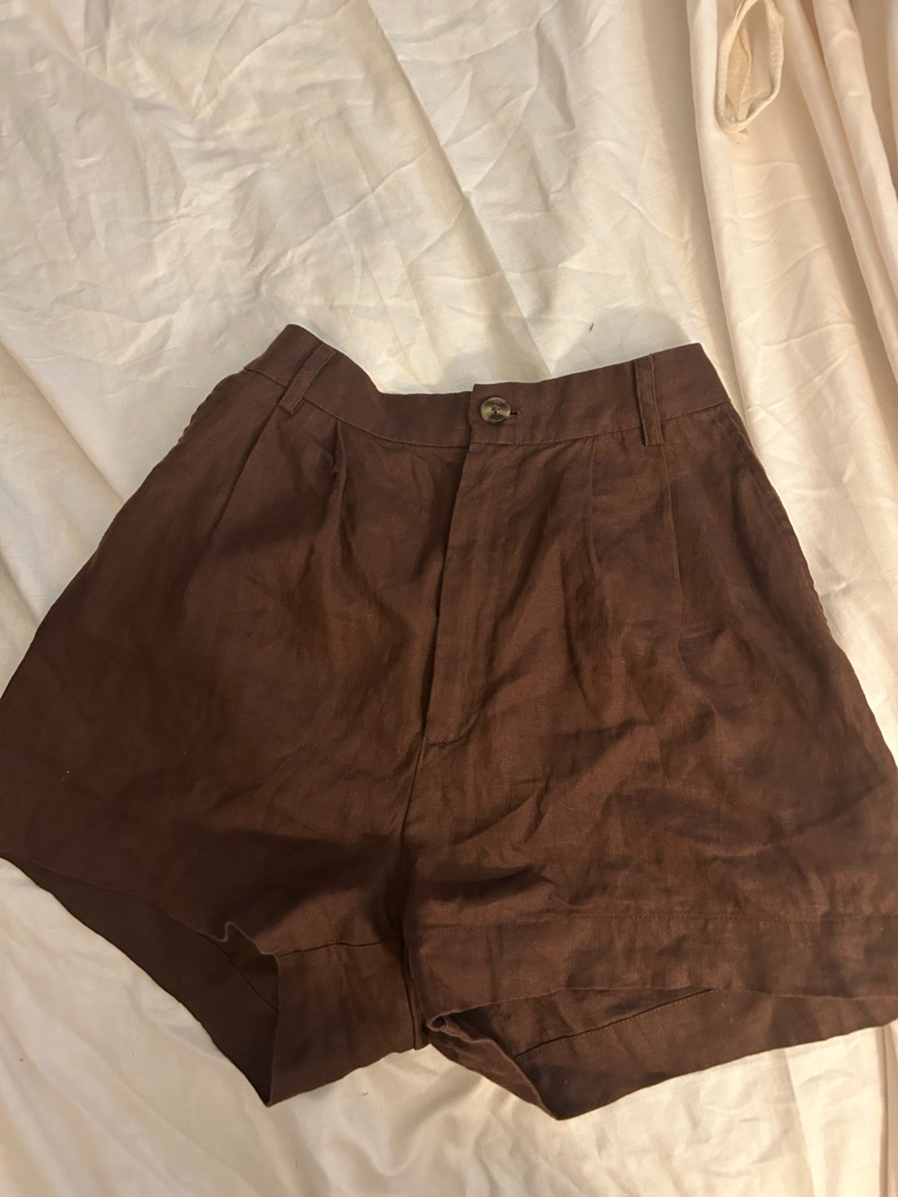 Reformation Dark Brown linen shorts